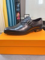 LV Black calfskin Leather Shoes-LV Man Business Leather Shoes